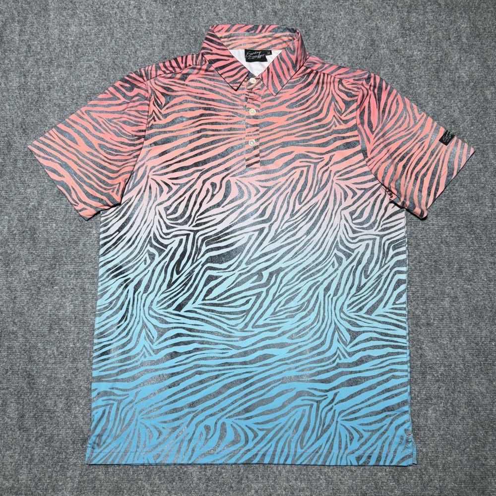 Sunday Swagger Golf Polo Shirt Men Medium Performance Short Sleeve Red Blue Camo